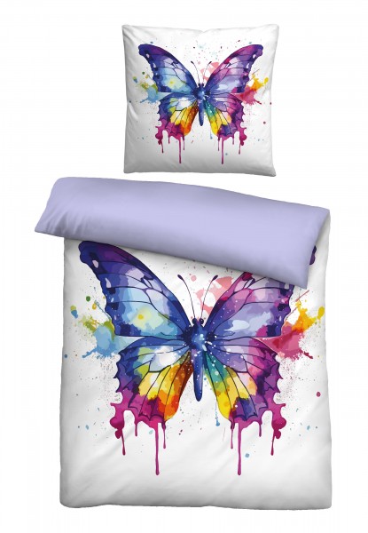 Biberna Linon Bettwäsche Schmetterling