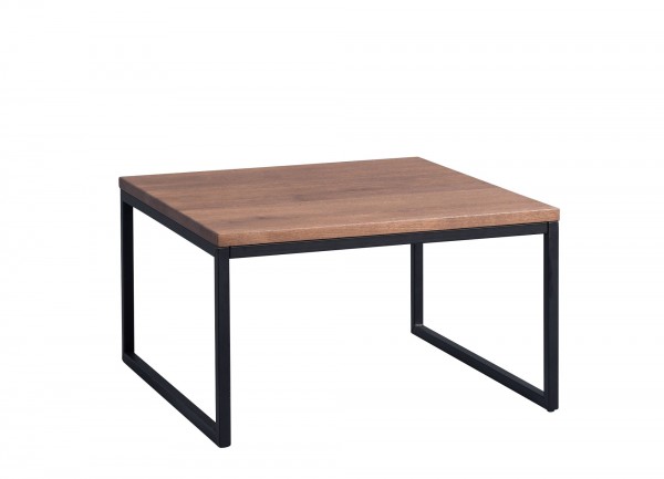 Couchtisch "Aiko" Holz Eiche massiv braun Metallgestell schwarz 60x35x60cm Beistelltisch