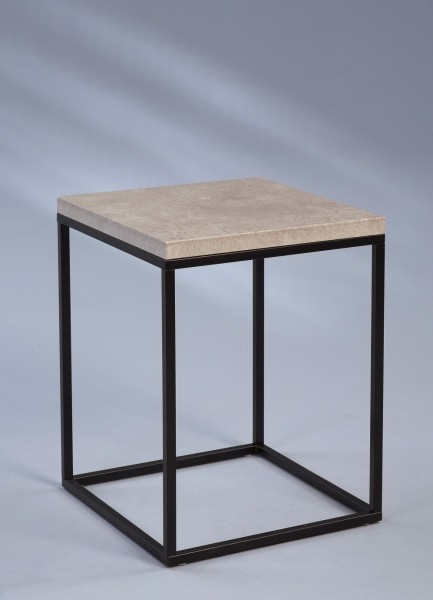 Beistelltisch "Yunes" 40 x 52 x 40 cm Tischplatte Betonoptik Metallgestell schwarz matt lackiert