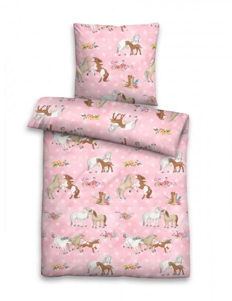 Beauty.Scouts Linon-Bettwäsche "Pony Time", pink, Kinderbettwäsche, Schlafzimmer