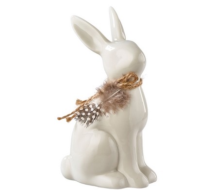 Hase Porzellan 9x6x18cm mit Schleife creme