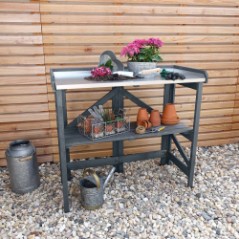 Pflanztisch "Jim" Kiefer grau 97x45x88cm Blumenpflanztisch klappbar Gartentisch