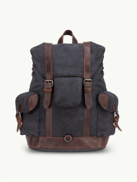 SCIPPIS Wanderlust Backpack – Multifunktionaler Canvas-Rucksack in Black