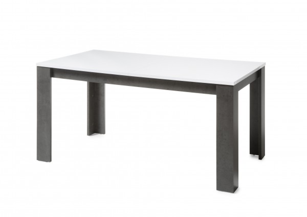 Esstisch "Tolero", Dark Concret/weiß Hochglanz, 158 (200) x 75 x 88 cm, Esszimmertisch, Tisch