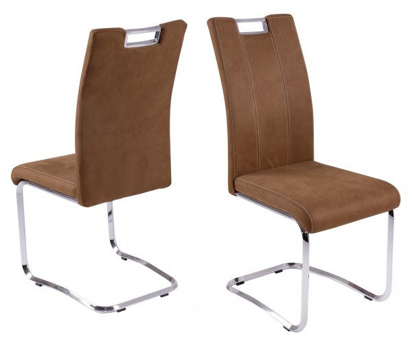 4er Set Schwingstuhl "Miles II" cognac Softtex 43x58x100cm Esszimmerstuhl Stuhl