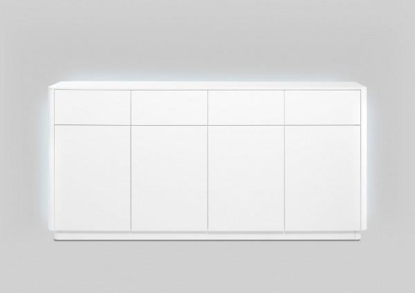 Sideboard, "Blance XL" matt weiss, 18x87x41 cm inkl. LED Beleuchtung weiß