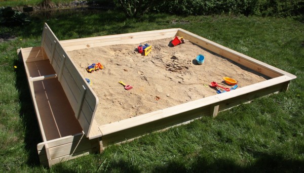 Sandkasten "Benni", Kiefer, 225 x 253 x 21 cm, Kindersandkasten, Garten, Spielzeug, Kinderspielzeug
