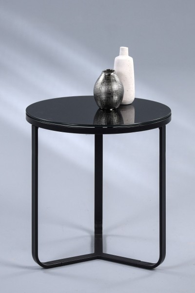 Couchtisch "Madita" 51 x 50 x 50 cm schwarz lackiert Sicherheitsglas Metallgestell