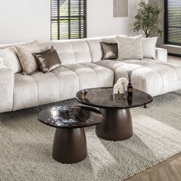 2er Set Couchtisch &quot;Jacob&quot; Antikkupfer 80x70x40cm Wohnzimmertisch
