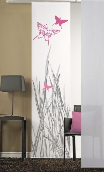 Emotion Textiles Schiebevorhang Flächenvorhang Schmetterlinge Pink incl. Montagesatz