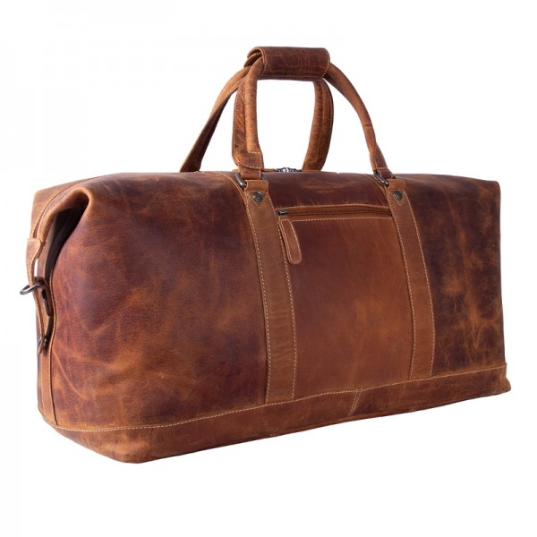 Duffel Bag ALABAMA – Zeitloser Büffelleder-Weekender mit edler Patina und geräumigem Hauptfach