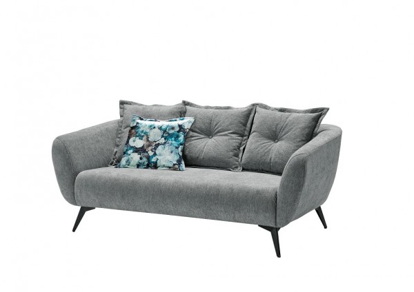 2,5-Sitzer Sofa "Mary" blau Blume grau 196 x 80/94 x 103 cm (B/H/T) 100% Polyester Metallbeine