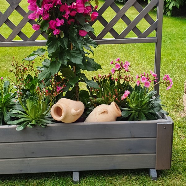 Rankkasten "Jolie II", Dekoblumenkasten, grau, wetterfest, 91 x 41 x 130 cm, Blumenkasten, Garten