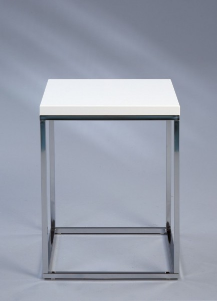 Beistelltisch "Ashli" 40 x 52 x 40 cm Tischplatte weiß Metalldekor Wohnzimmertisch