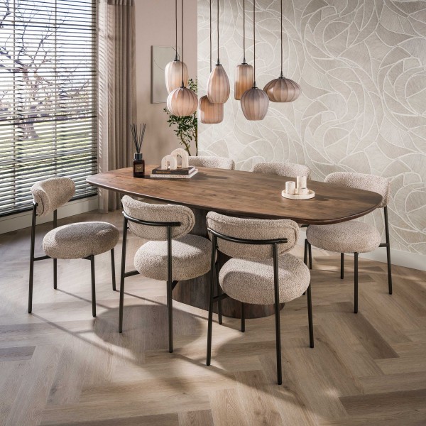 Esstisch „Marisol“ – Dänisch oval 180 cm, Massivholz Akazie, Warmbraun