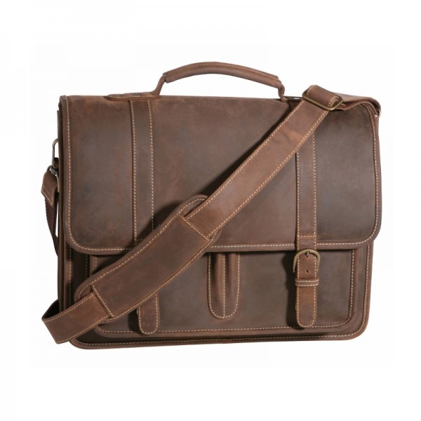BRIEFCASE OHIO – Klassische Leder-Aktentasche mit Laptopfach & Oldschool-Verschlüssen