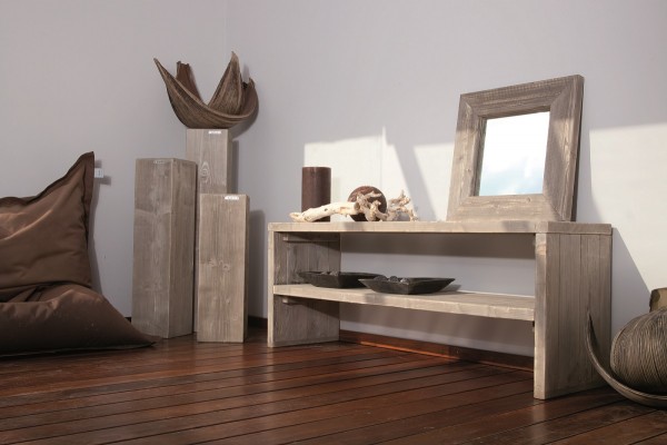 Designer Regal "Viktoria", Holz, 160 x 47 x 60 cm, Wohnzimmerregal, Garderobenregal, Sitzbank