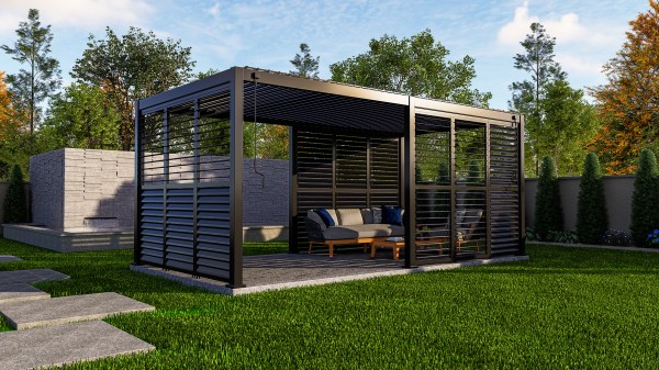 Shutter Wall 93 cm – Aluminium Seitenwand für Cadiz 300 cm