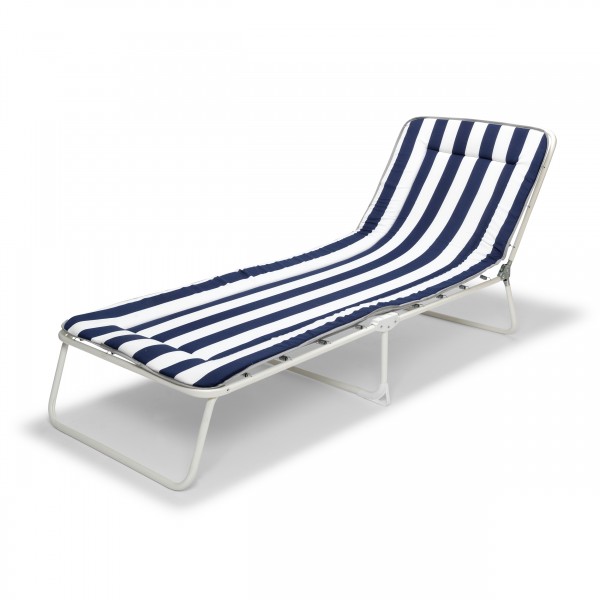 Outdoor Gartenliege „Chiemsee“ weiß-blau Sonnenliege
