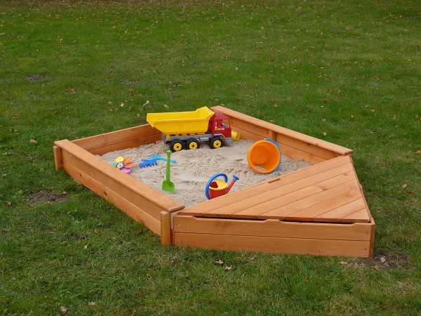 Sandkasten "Sandy V", Kiefer, 140x260x22cm, Kindersandkasten, Garten, Spielzeug, Kinderspielzeug