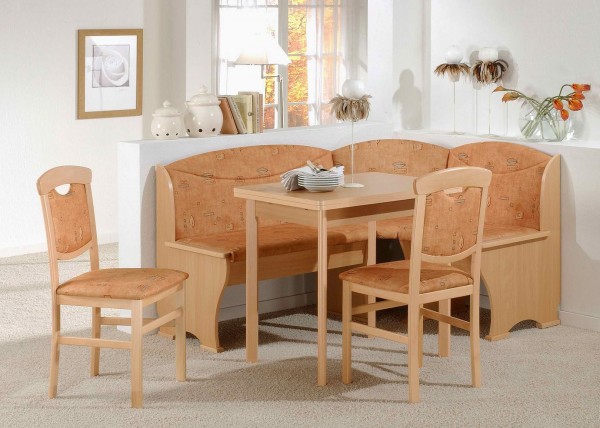 Eckbankgruppe "Tirol", Buche Natur Dekor, terracotta, 4-teilig