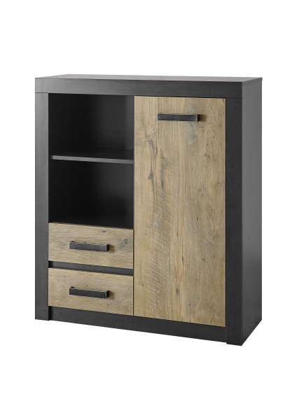 Kommode "Fejsal" Kastanie Dekor/Fresco 92x105x35cm Flurschrank Schrank Stauraumschrank