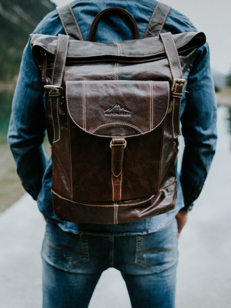 Rucksack MOUNTAINSIDE – Leder-Rucksack für Business & Freizeit, wasserabweisend mit Laptopfach