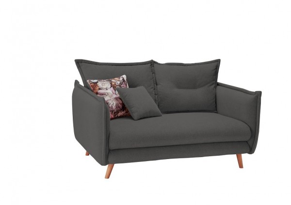 2-Sitzer "Manon" dunkelgrau 162 x 97 x 110 cm (B/H/T) Sofa mit Wellenunterfederung und Armlehne