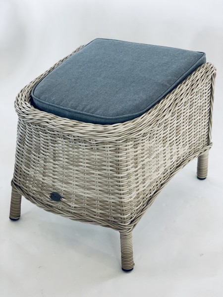 Fußhocker "Santos", beige/weiß,53 x 55 x 41, inkl. Polster grau, Hocker, Garten, Balkon