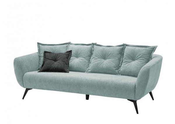 3-Sitzer Sofa "Mary" schwarz blau 236 x 80/94 x 103 cm (B/H/T) 100% Polyester Metallbeine