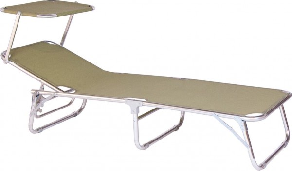 Sonnenliege Gartenliege "Temporary" mit Sonnendach Aluminium taupe Dreibeinliege klappbar
