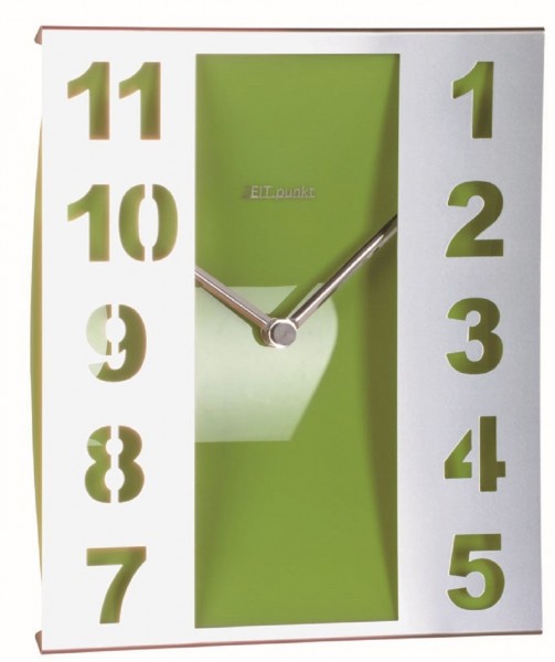 Wanduhr Quartzuhr "Time" Grün, Edelstahl, Kunststoff, Metall, Küche, Wohnzimmer, Flur, 22x26x4 cm