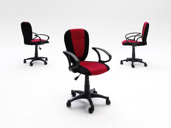 Drehstuhl "Finnley" rot-schwarz, 52x87x62 cm, Sitzhöhe 44-53 cm