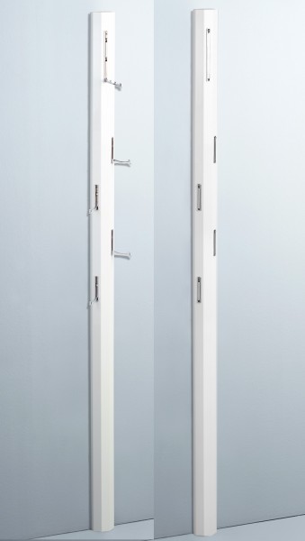 Garderobe "Sissi", weiß Hochglanz, Haken Metall verchromt, 8 x 185 x 4 cm