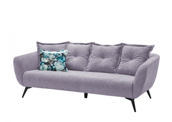 3-Sitzer Sofa "Mary" Blume lila blau 236 x 80/94 x 103 cm (B/H/T) 100% Polyester Metallbeine