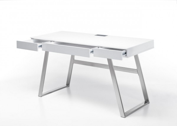 Schreibtisch "Borgarnes", weiss 140x57x60 cm, Schubkästen