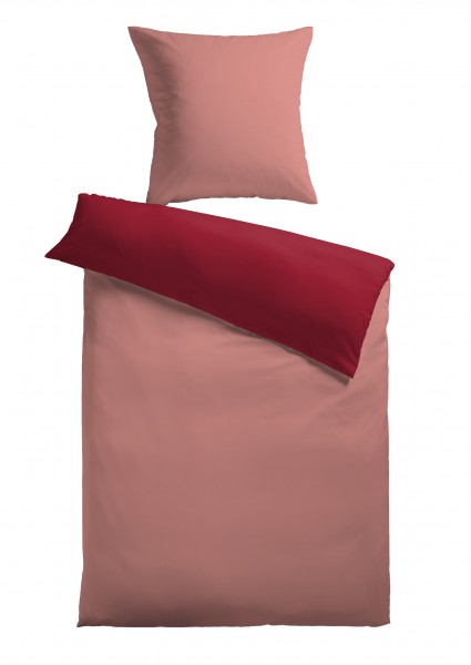 Bettwäsche "Bella" rose mit Reißverschluss Polyester Fleece 135x200cm Wendebettwäsche