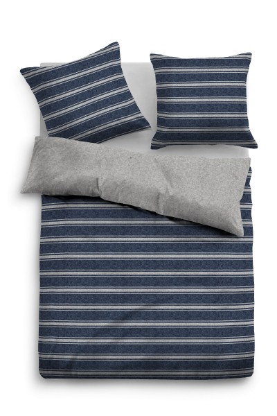 Tom Tailor Melange-Flanell Bettwäsche "Artur", indigo, Baumwolle, Wendebettwäsche, Schlafzimmer