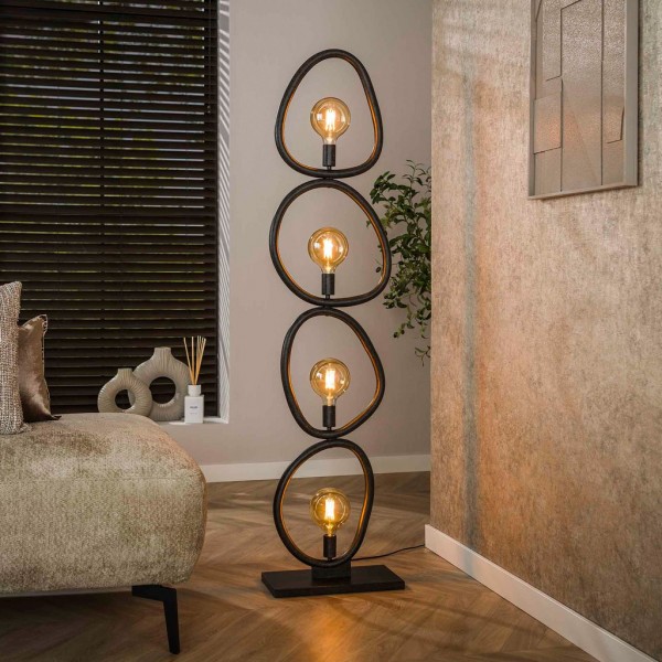 Stehleuchte "Lumen" 4-Fach, Arctic Schwarz – modernes Design für Wohn- und Schlafbereiche