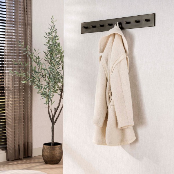 Garderobenständer „Arvia“ – Metall, 8 Haken, kompakt & Driftbraun (80 × 10 cm)