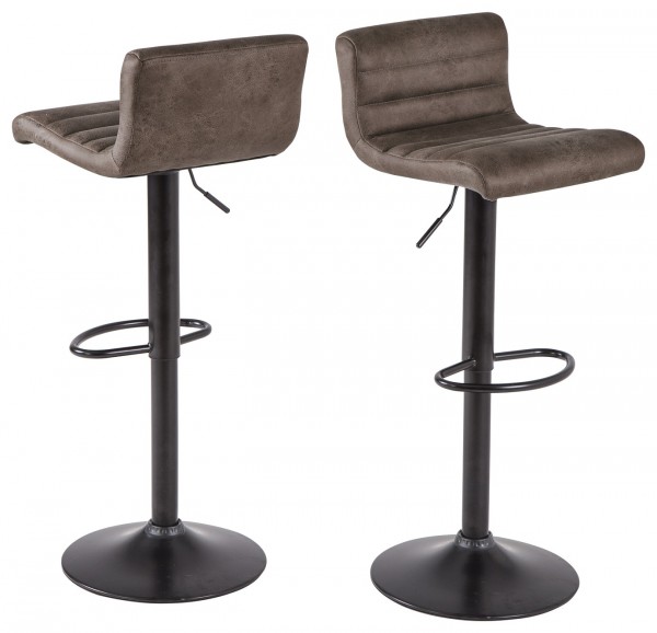 4er Set Barhocker "José II" Vintage dunkel Microfaser 44x42x90-115cm Hocker Tresenhocker