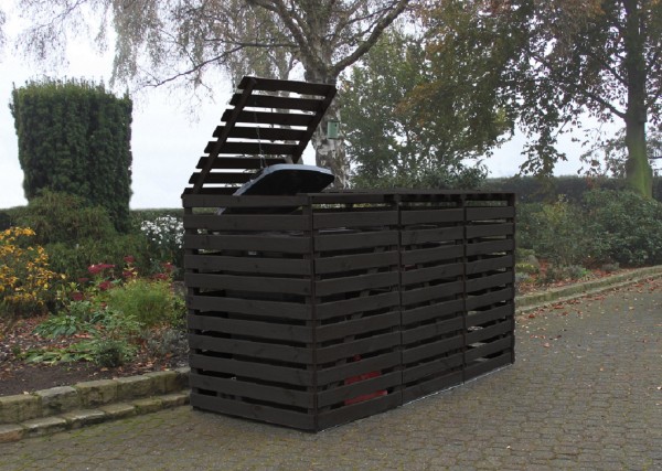 Mülltonnenbox "Susanne", anthrazit imprägniert, 219x92x122cm, Kiefer, Mülltonnenaufbewahrung, Garten