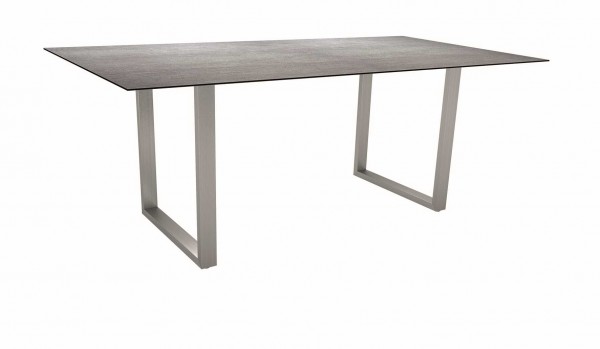 Kufentisch "Juanita", Edelstahl/Leinen Dekor, 90 x 180 x 73 cm, Gartentisch, Esstisch, Garten