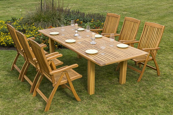 Gartenmöbelset "Biggi Big", Akazien-Set, 7-teilig, Klappsessel, Tisch, Gartenmöbel, Garten