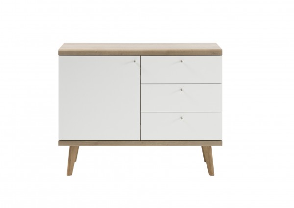 Sideboard "Scandic", Eiche Riviera NB/weiß matt, 107 x 83 x 40 cm, Wohnzimmer, Schrank