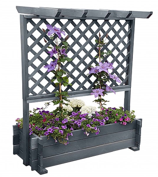 Rankkasten mit Pergola "Eros" Kasten grau wetterfest 112x65x139cm Blumenkasten