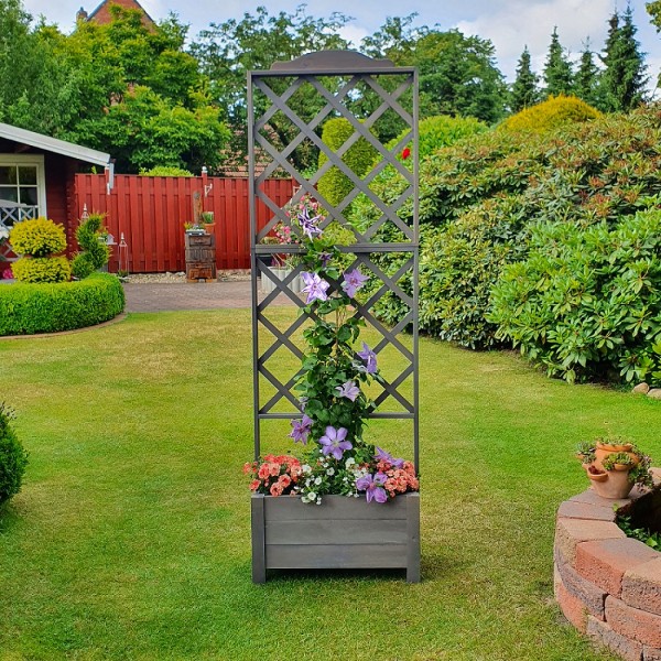 Rankkasten "Joleen", Gartenblumenkasten, grau, wetterfest, 69 x 32 x 210 cm, Blumenkasten, Garten