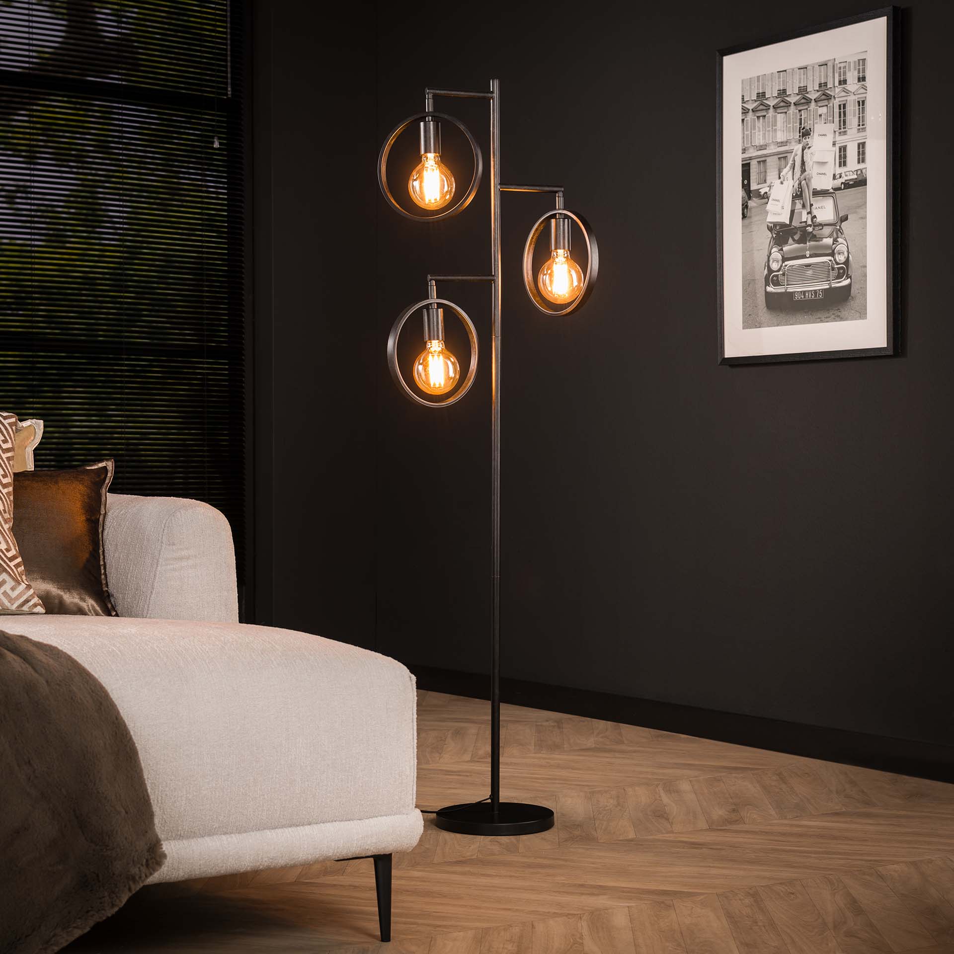 EXO Lighting Stehlampe SINTRA – 164 Cm Hoch, Zylindrisch, Weißer Baumwollschirm