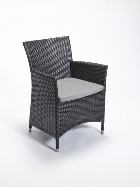 Sessel "Throne", schwarz, 62 x 62 x 85 cm, mit Sitzpolster, Gartenstuhl, Stuhl, Balkon, Garten