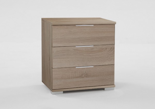 Nachtschrank "Nele 2" Nachtkonsole Eiche sägerau NB (3 Schubkästen) 52x58x38cm